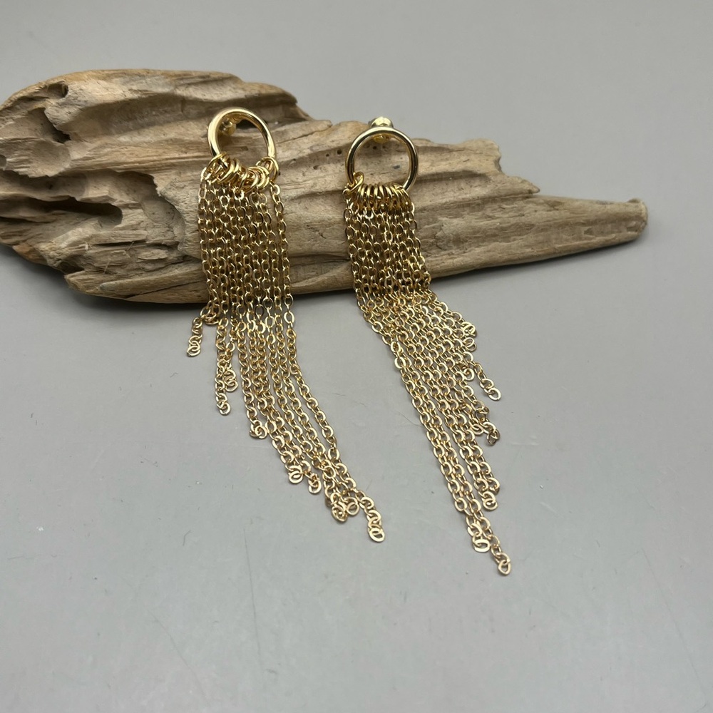 Elegant Gold Chain Tassel Earrings